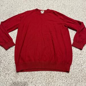 LL Bean Men's Cotton Cashmere Crewneck Sweater Sz XL Tall Red Holiday Christmas